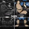 imageCAR PASS Ventilation Cooling Seat CoverLuxury Nappa Leather 5 Seat Cover with Vibrate Massage 12V Lumbar Support Seat Covers for SUVsPickupsTrucksVehicles Solid BlackBlack Beige