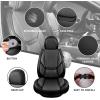 imageCAR PASS Ventilation Cooling Seat CoverLuxury Nappa Leather 5 Seat Cover with Vibrate Massage 12V Lumbar Support Seat Covers for SUVsPickupsTrucksVehicles Solid Blackblack and gray