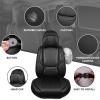 imageCAR PASS Ventilation Cooling Seat CoverLuxury Nappa Leather 5 Seat Cover with Vibrate Massage 12V Lumbar Support Seat Covers for SUVsPickupsTrucksVehicles Solid BlackAll Black