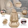 imageCAR PASS Ventilation Cooling Seat CoverLuxury Nappa Leather 5 Seat Cover with Vibrate Massage 12V Lumbar Support Seat Covers for SUVsPickupsTrucksVehicles Solid BlackAll Beige
