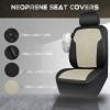 imageCAR PASS Waterproof Car seat Covers Front Seats Covers Neoprene Wetsuit AllWeather NonSlip Durable Universal Fit for SUV Sedans Trucks Vans Automotive Armrest Airbag Compatible Emboss 2 Blackblack and beige