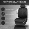 imageCAR PASS Waterproof Car seat Covers Front Seats Covers Neoprene Wetsuit AllWeather NonSlip Durable Universal Fit for SUV Sedans Trucks Vans Automotive Armrest Airbag Compatible Emboss 2 BlackAll Black
