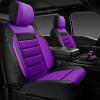 imageCAR PASS Faux Leather Car Seat Covers Front Seats Only 3D Foam Support Car Seat Covers Universal fit for Trucks Vans SUVs Sedans Automotive Comfortable Airbag Compatible 2 Pieces Front Solid BlackPurple Front