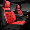 imageCAR PASS Faux Leather Car Seat Covers Front Seats Only 3D Foam Support Car Seat Covers Universal fit for Trucks Vans SUVs Sedans Automotive Comfortable Airbag Compatible 2 Pieces Front Solid BlackRed Front