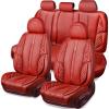 imageCAR PASS Nappa PU Leather Car Seat Covers Full Set Waterproof Protector Durable CushionedUniversal Fit for Sedan SUV Pickup TruckAutomotive AntiSlip and Backseat Luxury Premium DeluxeBlackred