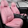 imageCAR PASS Ventilation Cooling Seat CoverLuxury Nappa Leather 5 Seat Cover with Vibrate Massage 12V Lumbar Support Seat Covers for SUVsPickupsTrucksVehicles Solid BlackAll Pink