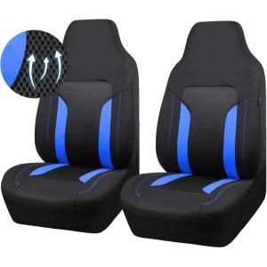 imageCAR PASS 3D Air Mesh Car Seat Covers Full Set Breathable Sporty Rear Bench with Zipper for Armrest Box Universal Fit 95 Automotive SUVTruckSedan Interior Cute Women Airbag Compatible Black GrayBlack Blue