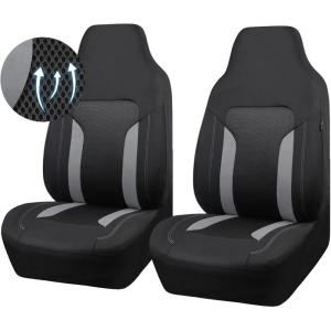 imageCAR PASS 3D Air Mesh Car Seat Covers Full Set Breathable Sporty Rear Bench with Zipper for Armrest Box Universal Fit 95 Automotive SUVTruckSedan Interior Cute Women Airbag Compatible Black GrayBlack Gray