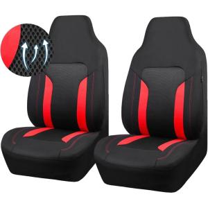 imageCAR PASS 3D Air Mesh Car Seat Covers Full Set Breathable Sporty Rear Bench with Zipper for Armrest Box Universal Fit 95 Automotive SUVTruckSedan Interior Cute Women Airbag Compatible Black GrayBlack Red