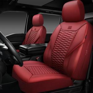 imageCAR PASS 3D Foam Mesh Leather Car Seat Covers Front Seats Air Cool Mesh Front Seat Covers for Car Universal Fit for SUV Truck Sedan Automotive Armrest Airbag CompatibleBlack and RedBurgundy Leather