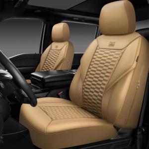 imageCAR PASS 3D Foam Mesh Leather Car Seat Covers Front Seats Air Cool Mesh Front Seat Covers for Car Universal Fit for SUV Truck Sedan Automotive Armrest Airbag CompatibleBlack and RedBeige Leather