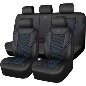 imageCAR PASS 3D Foam Mesh Leather Car Seat Covers Front Seats Air Cool Mesh Front Seat Covers for Car Universal Fit for SUV Truck Sedan Automotive Armrest Airbag CompatibleBlack and RedBlack Blue