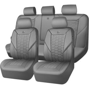 imageCAR PASS 3D Foam Mesh Leather Car Seat Covers Front Seats Air Cool Mesh Front Seat Covers for Car Universal Fit for SUV Truck Sedan Automotive Armrest Airbag CompatibleBlack and RedAll Gray