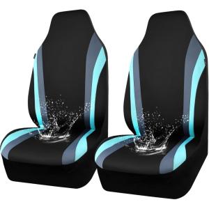 imageCAR PASS AquaShield Neoprene Waterproof Car Seat Covers for Front Seats Only High Back Bucket Seat CoverAirbag CompatibleLine Rider Seat Covers Universal Fit for Truck Van SUV Black and GrayBlack and Mint Blue