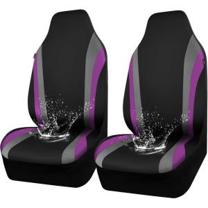 imageCAR PASS AquaShield Neoprene Waterproof Car Seat Covers for Front Seats Only High Back Bucket Seat CoverAirbag CompatibleLine Rider Seat Covers Universal Fit for Truck Van SUV Black and GrayBlack and Purple