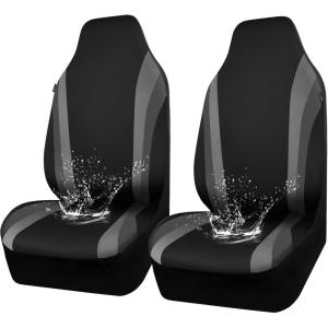 imageCAR PASS AquaShield Neoprene Waterproof Car Seat Covers for Front Seats Only High Back Bucket Seat CoverAirbag CompatibleLine Rider Seat Covers Universal Fit for Truck Van SUV Black and GrayBlack and Gray