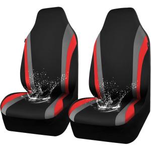 imageCAR PASS AquaShield Neoprene Waterproof Car Seat Covers for Front Seats Only High Back Bucket Seat CoverAirbag CompatibleLine Rider Seat Covers Universal Fit for Truck Van SUV Black and GrayBlack and Red