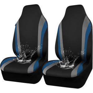imageCAR PASS AquaShield Neoprene Waterproof Car Seat Covers for Front Seats Only High Back Bucket Seat CoverAirbag CompatibleLine Rider Seat Covers Universal Fit for Truck Van SUV Black and GrayBlack and Blue