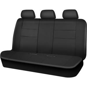 imageCAR PASS Faux Leather Car Seat Covers Front Seats Only 3D Foam Support Car Seat Covers Universal fit for Trucks Vans SUVs Sedans Automotive Comfortable Airbag Compatible 2 Pieces Front Solid BlackBlack Back Rear
