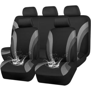 imageCAR PASS Line Rider Sporty Front Seat CoversGray Car Seat Covers Two Front Seats Only Airbag CompatibleUniversal Fit SedansCarsVansSUVTruckBlack and GrayBlack Gray Full Set