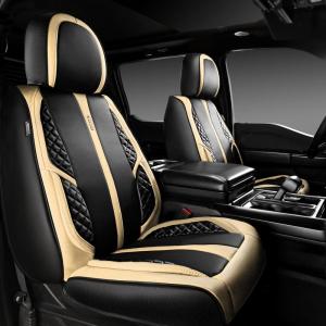 imageCAR PASS Nappa PU Leather Car Seat Covers Full Set Waterproof Protector Durable CushionedUniversal Fit for Sedan SUV Pickup TruckAutomotive AntiSlip and Backseat Luxury Premium DeluxeBlackBlack and Beige