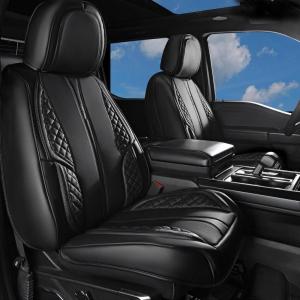 imageCAR PASS Nappa PU Leather Car Seat Covers Full Set Waterproof Protector Durable CushionedUniversal Fit for Sedan SUV Pickup TruckAutomotive AntiSlip and Backseat Luxury Premium DeluxeBlackall black
