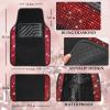 imageCAR PASS Bling Diamond Leather Steering Wheel Cover 145in15in Floor Mats Shining Rhinestone Carpet Sparkly Glitter Crystal AntiSlip Pad Fit Automotive SUV Pickup Truck Girl Women 5pcs Black SliverBlack Red