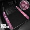 imageCAR PASS Bling Diamond Leather Steering Wheel Cover 145in15in Floor Mats Shining Rhinestone Carpet Sparkly Glitter Crystal AntiSlip Pad Fit Automotive SUV Pickup Truck Girl Women 5pcs Black SliverBlack Pink