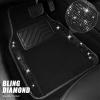 imageCAR PASS Bling Diamond Leather Steering Wheel Cover 145in15in Floor Mats Shining Rhinestone Carpet Sparkly Glitter Crystal AntiSlip Pad Fit Automotive SUV Pickup Truck Girl Women 5pcs Black SliverBlack