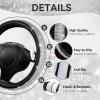 imageCAR PASS Bling Diamond Leather Steering Wheel Cover 145in15in Floor Mats Shining Rhinestone Carpet Sparkly Glitter Crystal AntiSlip Pad Fit Automotive SUV Pickup Truck Girl Women 5pcs Black SliverBlack Silver
