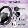 imageCAR PASS Bling Diamond Leather Steering Wheel Cover 145in15in Floor Mats Shining Rhinestone Carpet Sparkly Glitter Crystal AntiSlip Pad Fit Automotive SUV Pickup Truck Girl Women 5pcs Black SliverPurple