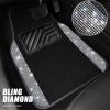 imageCAR PASS Bling Diamond Leather Steering Wheel Cover 145in15in Floor Mats Shining Rhinestone Carpet Sparkly Glitter Crystal AntiSlip Pad Fit Automotive SUV Pickup Truck Girl Women 5pcs Black SliverBlack Silver