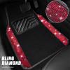imageCAR PASS Bling Diamond Leather Steering Wheel Cover 145in15in Floor Mats Shining Rhinestone Carpet Sparkly Glitter Crystal AntiSlip Pad Fit Automotive SUV Pickup Truck Girl Women 5pcs Black SliverBlack Red