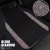 imageCAR PASS Bling Diamond Leather Steering Wheel Cover 145in15in Floor Mats Shining Rhinestone Carpet Sparkly Glitter Crystal AntiSlip Pad Fit Automotive SUV Pickup Truck Girl Women 5pcs Black SliverBlack Bedazzed