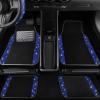 imageCAR PASS Bling Diamond Leather Steering Wheel Cover 145in15in Floor Mats Shining Rhinestone Carpet Sparkly Glitter Crystal AntiSlip Pad Fit Automotive SUV Pickup Truck Girl Women 5pcs Black SliverBlue