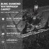 imageCAR PASS Bling Diamond Leather Steering Wheel Cover 145in15in Floor Mats Shining Rhinestone Carpet Sparkly Glitter Crystal AntiSlip Pad Fit Automotive SUV Pickup Truck Girl Women 5pcs Black SliverBlack