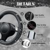 imageCAR PASS Bling Diamond Leather Steering Wheel Cover 145in15in Floor Mats Shining Rhinestone Carpet Sparkly Glitter Crystal AntiSlip Pad Fit Automotive SUV Pickup Truck Girl Women 5pcs Black SliverBlack