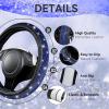 imageCAR PASS Bling Diamond Leather Steering Wheel Cover 145in15in Floor Mats Shining Rhinestone Carpet Sparkly Glitter Crystal AntiSlip Pad Fit Automotive SUV Pickup Truck Girl Women 5pcs Black SliverBlue