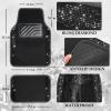 imageCAR PASS Bling Diamond Leather Steering Wheel Cover 145in15in Floor Mats Shining Rhinestone Carpet Sparkly Glitter Crystal AntiSlip Pad Fit Automotive SUV Pickup Truck Girl Women 5pcs Black SliverBlack