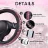imageCAR PASS Bling Diamond Leather Steering Wheel Cover 145in15in Floor Mats Shining Rhinestone Carpet Sparkly Glitter Crystal AntiSlip Pad Fit Automotive SUV Pickup Truck Girl Women 5pcs Black SliverBlack Pink
