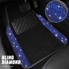 imageCAR PASS Bling Diamond Leather Steering Wheel Cover 145in15in Floor Mats Shining Rhinestone Carpet Sparkly Glitter Crystal AntiSlip Pad Fit Automotive SUV Pickup Truck Girl Women 5pcs Black SliverBlue