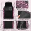 imageCAR PASS Bling Diamond Leather Steering Wheel Cover 145in15in Floor Mats Shining Rhinestone Carpet Sparkly Glitter Crystal AntiSlip Pad Fit Automotive SUV Pickup Truck Girl Women 5pcs Black SliverBlack Pink