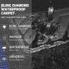 imageCAR PASS Bling Diamond Leather Steering Wheel Cover 145in15in Floor Mats Shining Rhinestone Carpet Sparkly Glitter Crystal AntiSlip Pad Fit Automotive SUV Pickup Truck Girl Women 5pcs Black SliverBlue