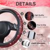 imageCAR PASS Bling Diamond Leather Steering Wheel Cover 145in15in Floor Mats Shining Rhinestone Carpet Sparkly Glitter Crystal AntiSlip Pad Fit Automotive SUV Pickup Truck Girl Women 5pcs Black SliverBlack Red