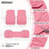 imageCAR PASS Heavy Rubber Car Floor Mats Deep Waterproof Car Mats All Weather Universal Trimto Fit Automotive Floor Mats for Car SUV Truck Van Durable Floor Liners Solid BlackAll Pink