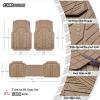 imageCAR PASS Heavy Rubber Car Floor Mats Deep Waterproof Car Mats All Weather Universal Trimto Fit Automotive Floor Mats for Car SUV Truck Van Durable Floor Liners Solid BlackAll Beige