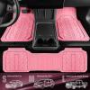 imageCAR PASS Heavy Rubber Car Floor Mats Deep Waterproof Car Mats All Weather Universal Trimto Fit Automotive Floor Mats for Car SUV Truck Van Durable Floor Liners Solid BlackAll Pink