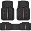 imageCAR PASS Heavy Rubber Car Floor Mats Deep Waterproof Car Mats All Weather Universal Trimto Fit Automotive Floor Mats for Car SUV Truck Van Durable Floor Liners Solid Blackblack red