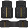 imageCAR PASS Heavy Rubber Car Floor Mats Deep Waterproof Car Mats All Weather Universal Trimto Fit Automotive Floor Mats for Car SUV Truck Van Durable Floor Liners Solid Blackblack gold