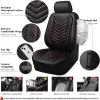 imageCAR PASS 3D Foam Faux Leather Car Seat Covers Front SeatsWaterproof Leather Front Seat Cover for CarUniversal Fit AntiSlip for SUV Truck Sedan AutomotiveArmrest Airbag CompatibleBlack and RedBlack Red Leather